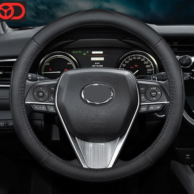 Stylish Car Wheel Cover Factory Price  Auto Genuine Leather Black Car Steering Wheel Cover for Car Interior Accessories