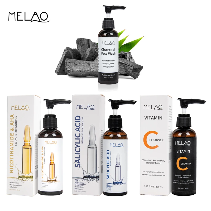 Оптовая продажа органическое корейское очищающее средство MELAO с витамином C отбеливающая пена для кожи прыщей против акне моющее масло лица гель очищения 100 мл