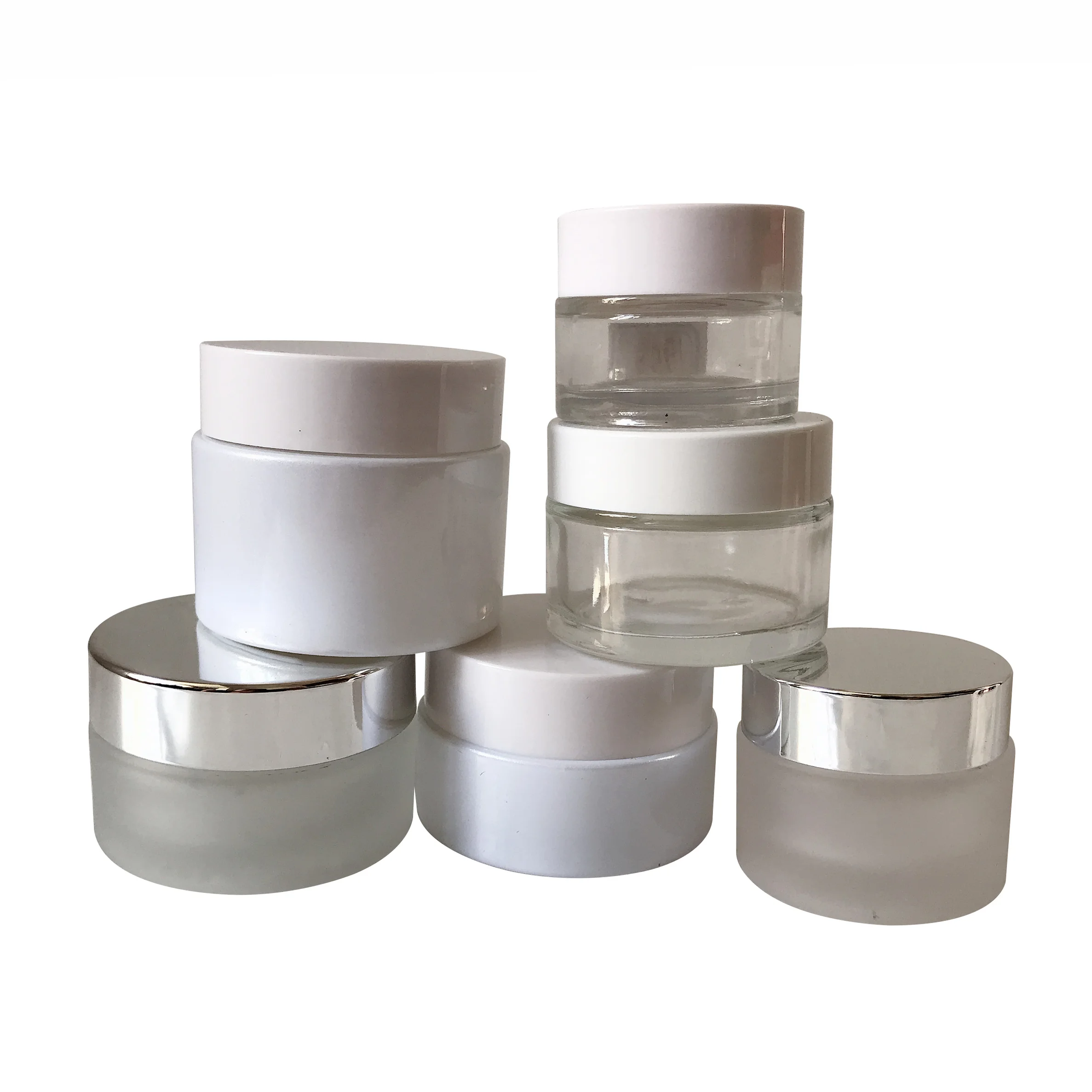 Personal Care Frosted Clear Glass Cream Jar 30g & 50g Transparent Color with Screw Cap for Face Cream Other Surface Handling