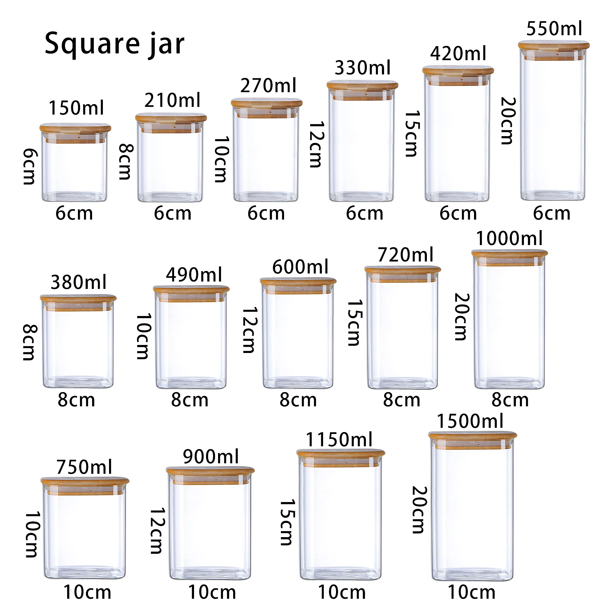 mini glass seasoning bottle Food Storage Container with Airtight Bamboo Lid Clear Glass Jar