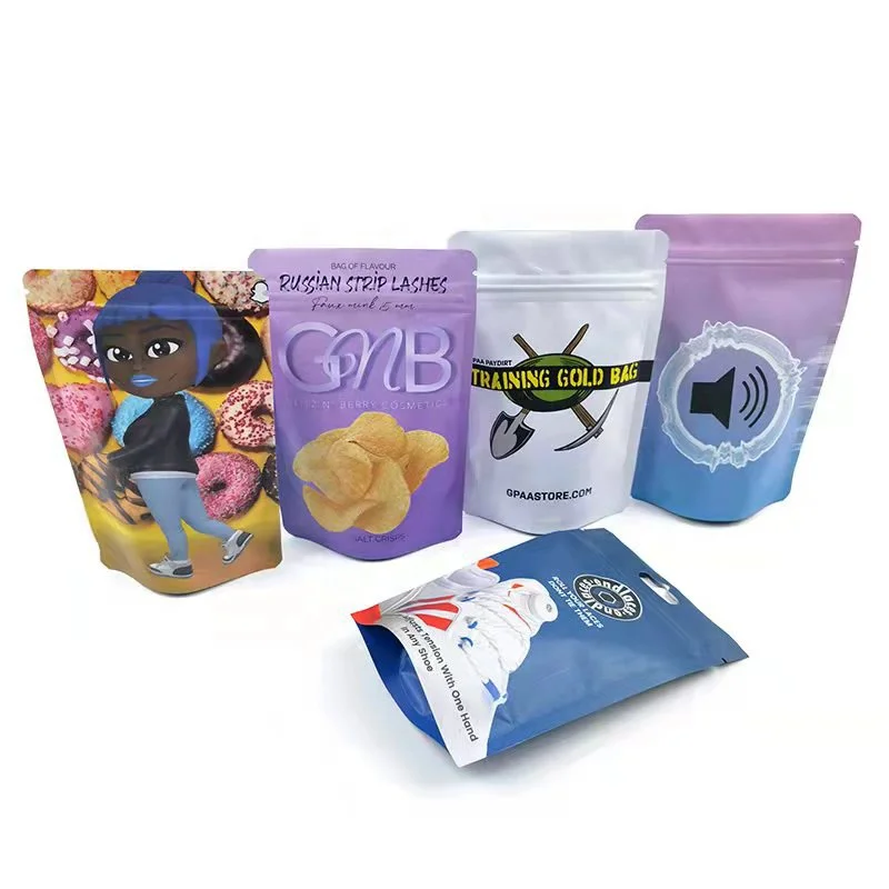 Custom printed candy bags child resistant resealable Edibles Gummy smell proof zip lock mylar bags