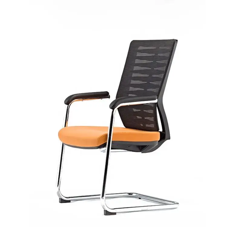 Cheap Price Mid Back No Wheels Fabric Executive Orange Color Fabric Mesh Office Chair