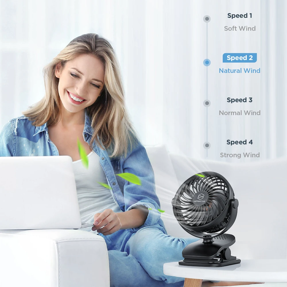 2022 Hot Sale Air Cooling Circulating Usb Cordless Rechargeable Plastic Oscillating Electric Mini Car Portable Fan With Clip