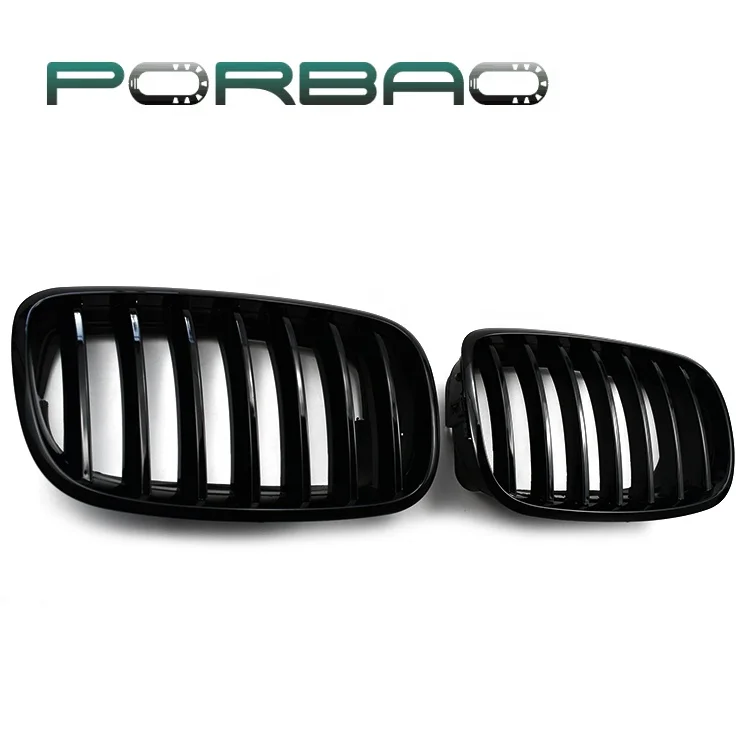 PORBAO Auto Headlight Shine Black Single Line Car Front Grille for X5/E70