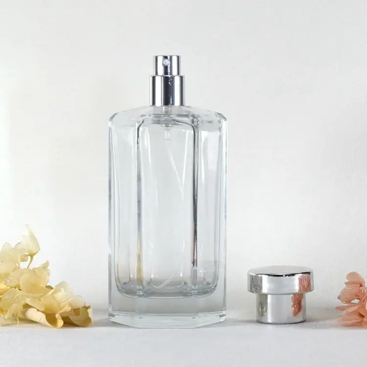Custom Logo Glass Perfume Bottle Hexagon Clear 50ml Perfume Spray Bottles With Pump