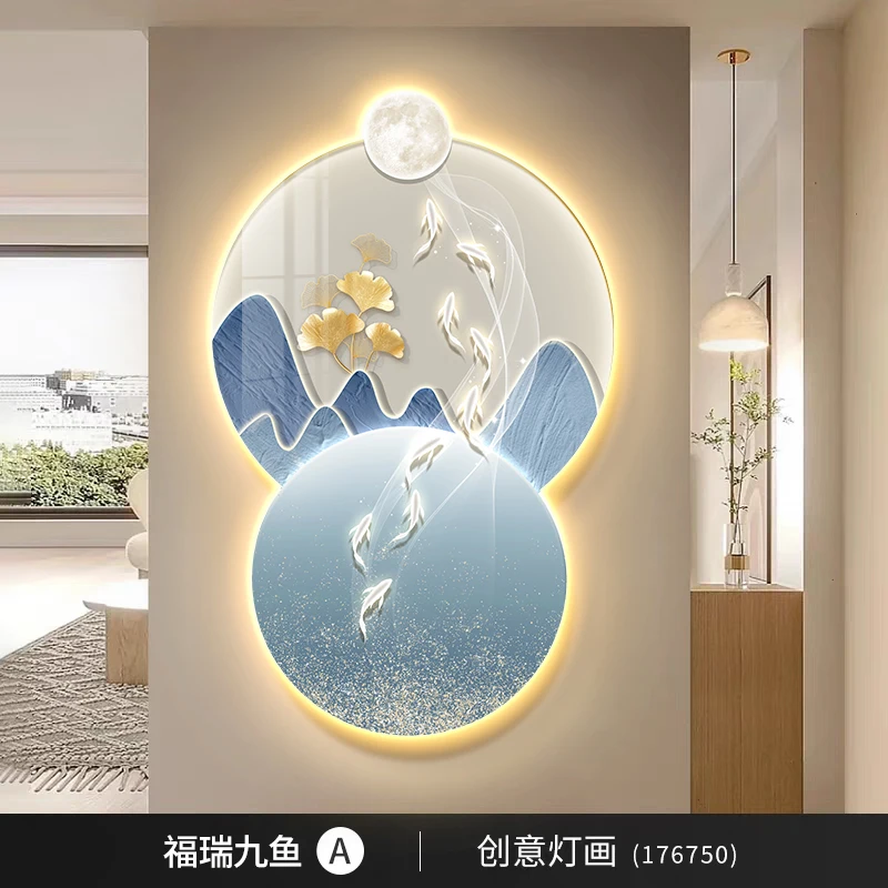 custom vase flower landscape crystal porcelain modern glass wall painting with led for home decor living room