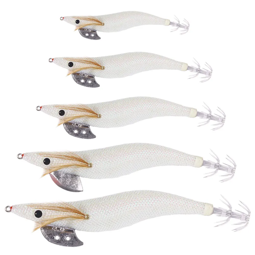 #2.0 #2.5 #3.0 #3.5 #4.0 White Color ABS Luminous Wood Shrimp Artificial Squid Jig Lures Wholesale Price Slow Sinking