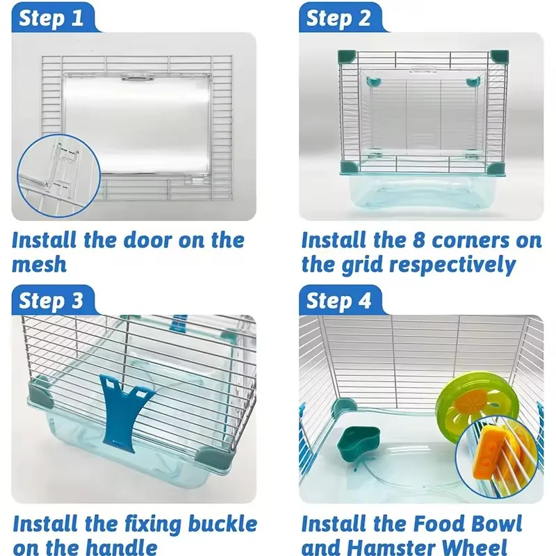 Joysing Portable Pet Cage Hamster Castle Hamster Cage With Water Bottle, Play Tube House