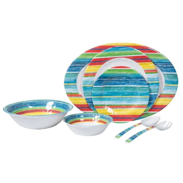 Vaisselle melamine diner table dining table set, custom hotel restaurant melamine tableware with utensil