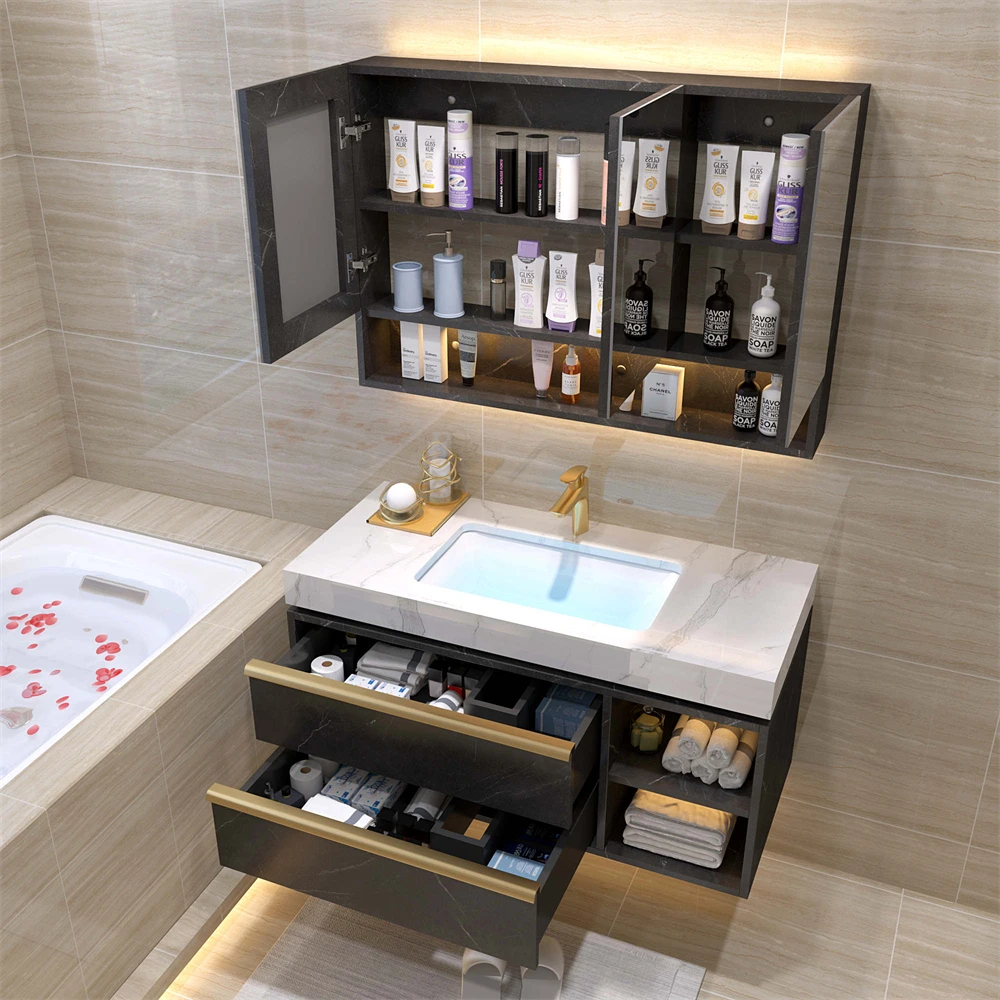 Modern wall bathroom vanity cabinets with sink luxury single sink bath vanities set floating mirror vanity