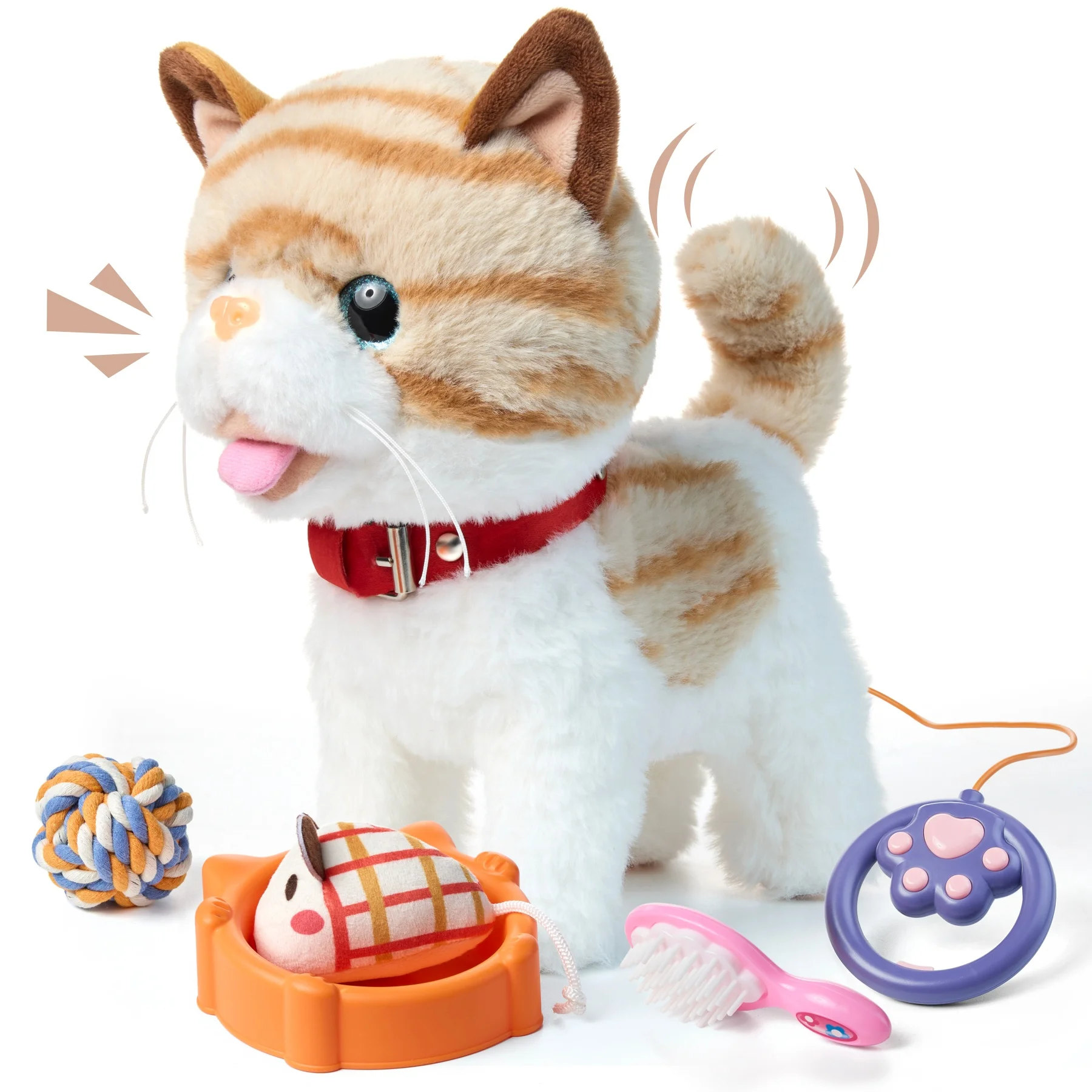 Tumama Kids Electric Pet Doll Toys 3 Years Old Baby Plush Walking Toys Battery Powered Musical Stuffed Kitty Cat Toys for Child