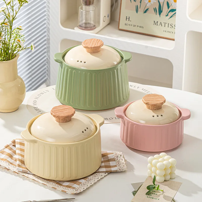 Wholesale Factory Prices Cookware Soup Pot and Bowl Set Tableware White Ceramic Soup Pot Colorful