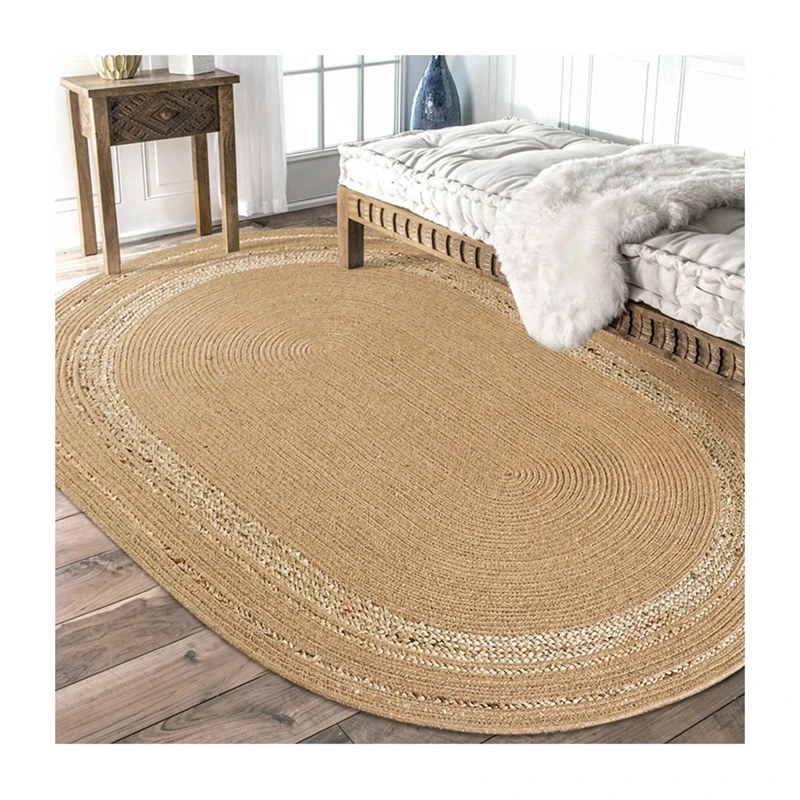 Oval braided jute rug jute hemp oval shape carpet