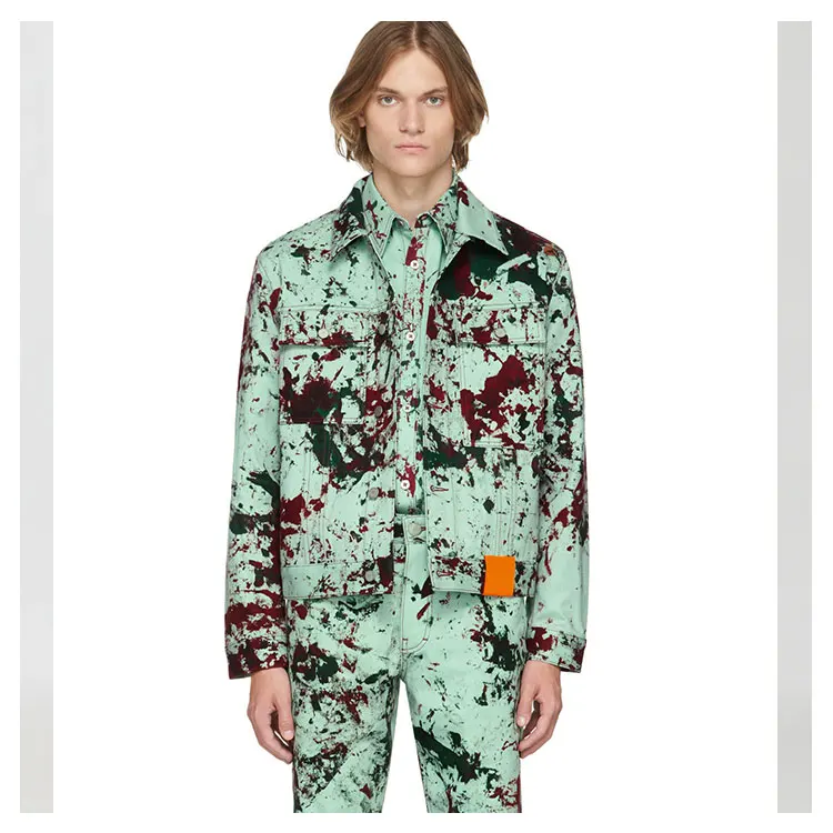 Plus Size Cotton Suit Set Outfit for Men Casual 100% Cotton Jean Jacket Set