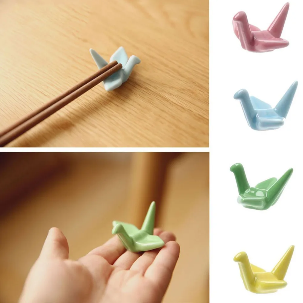 Paper Cranes Origami Chopstick Holder Chopstick Holders Rack Stand Tableware Ceramic Spoon Forks Knife Rest Durable Lovely