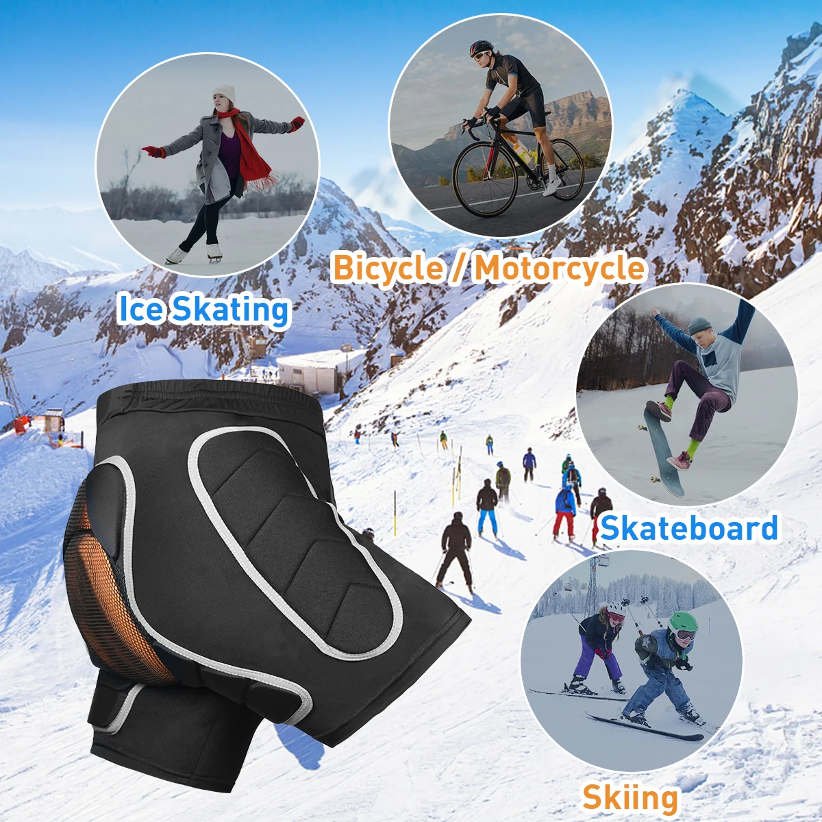 Benken Snowboarding Skiing 3D Padded Protective Shorts Ass Armor Hip Butt Tailbone
