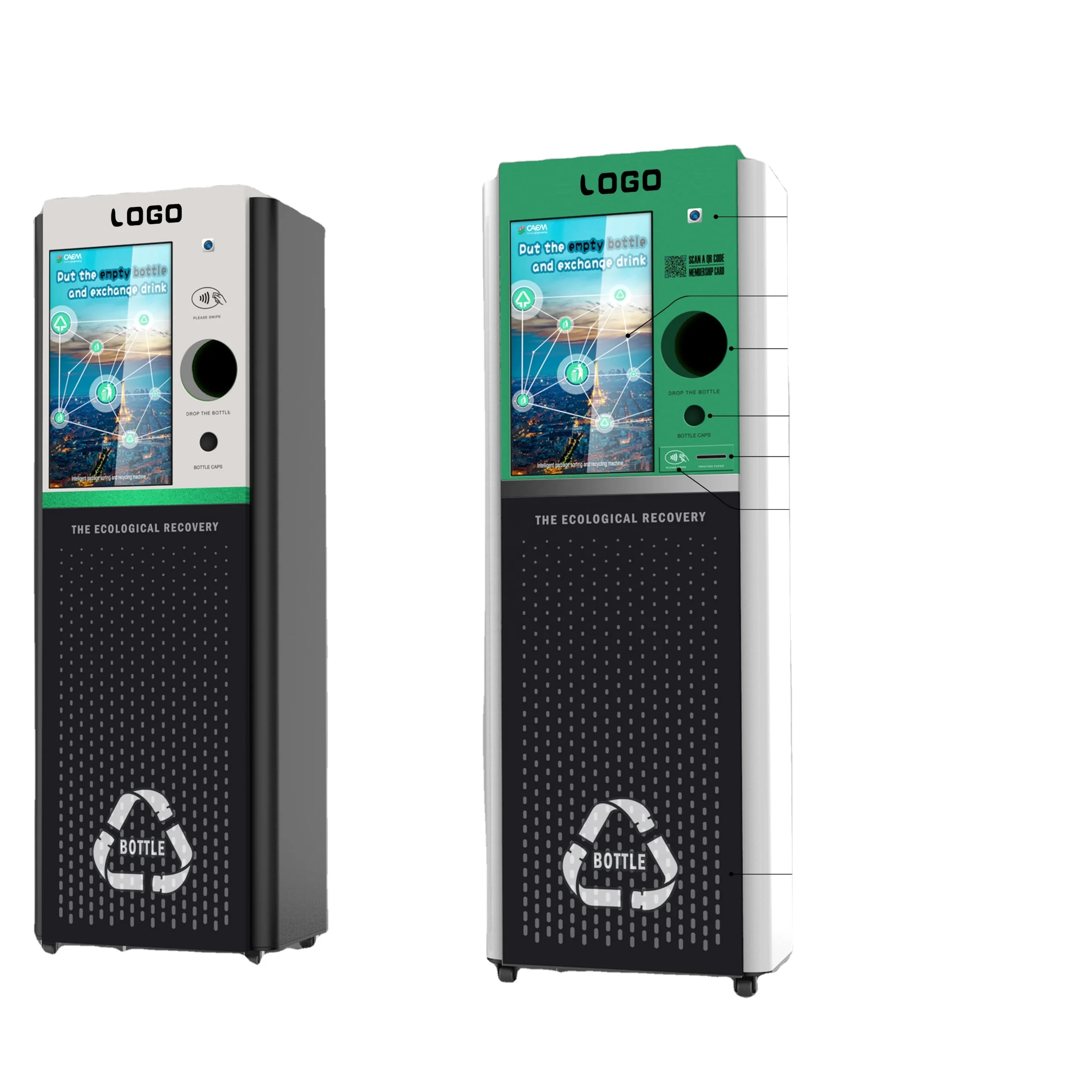 Smart recycling vending machines for plastic bottle and can, support customized for other recycling machines