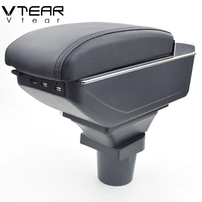 Vtear Armrest USB Charging Heighten Double Layer Storage Box Central Store Content Arm Rest Car Accessories for Chevrolet Spark
