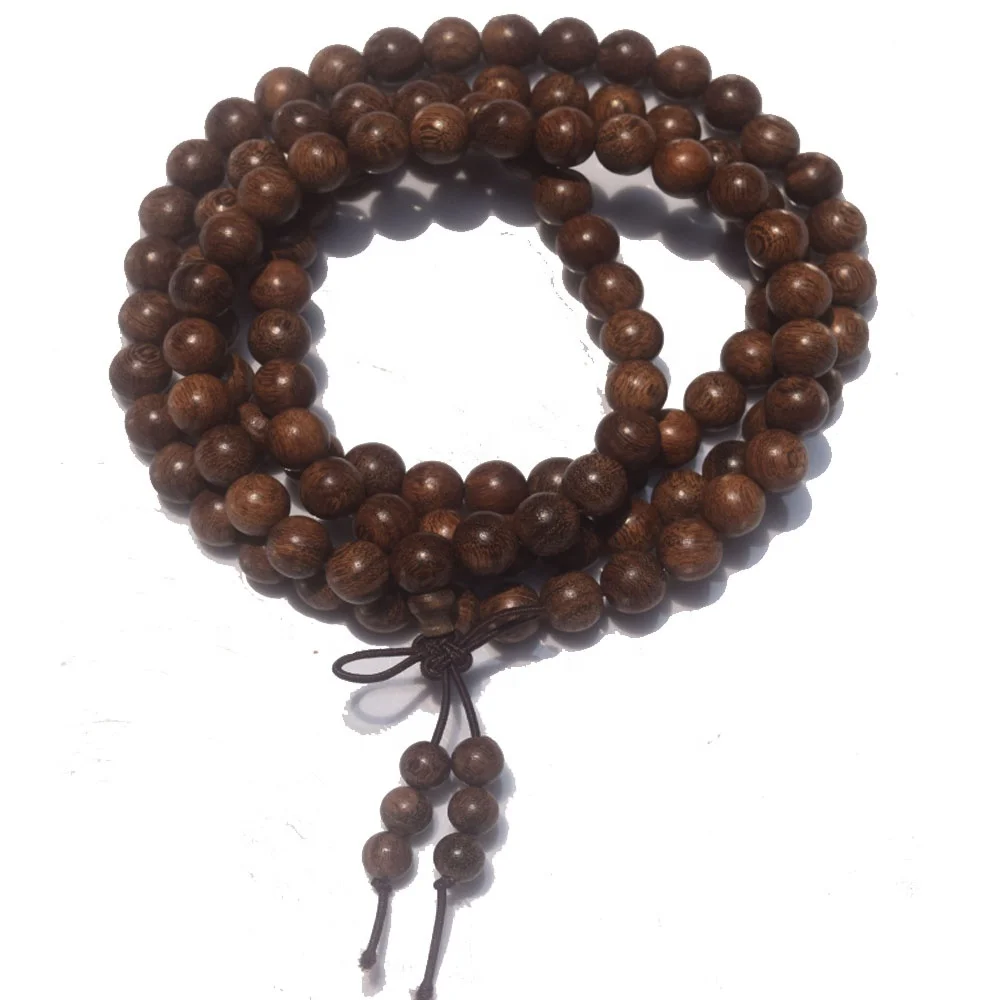Handmade Jewelry natural golden mala prayer wooden beads Buddhist bead s-Wood Meditation Necklace Bracelet