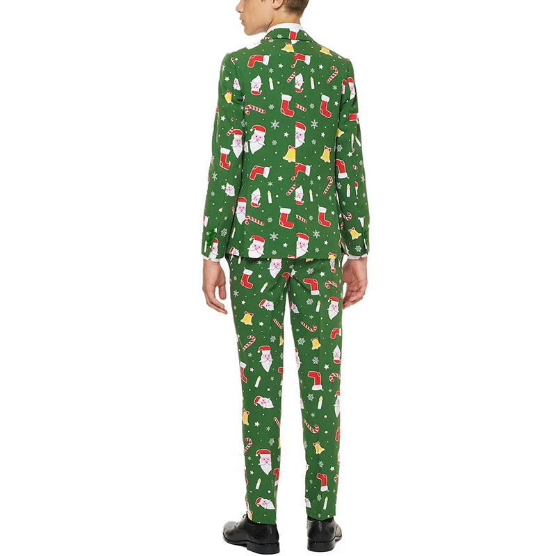 New Arrival Fashion Christmas Suit Printing Home Service Solid Color Slim Fit Suits for Boys And Men
