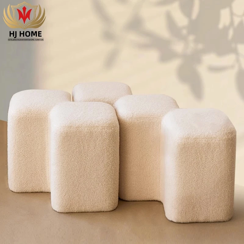 HJ домашний современный цветочный дизайн белый boucle lambswool poufs пуфы ttomans напольные подушки Прихожая кашемировый стул для обуви