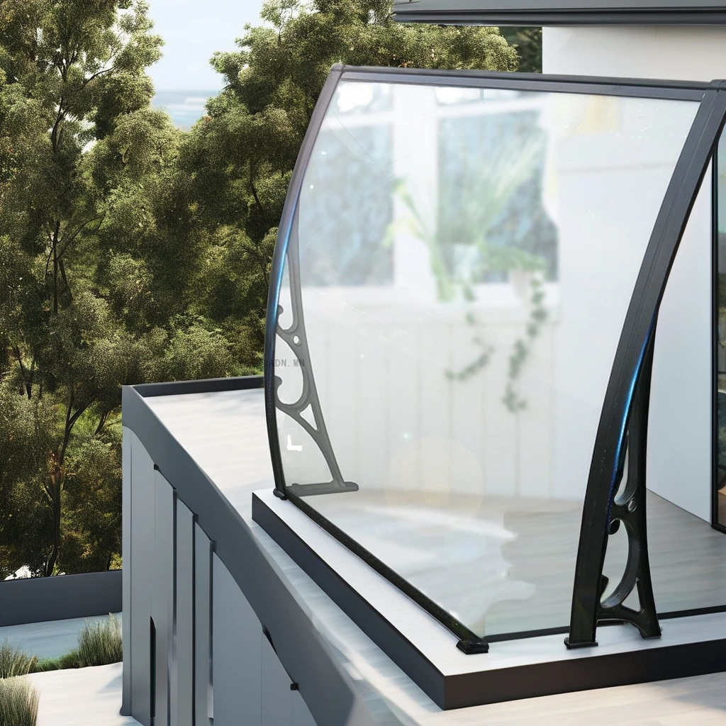 All-Season Impact-Resistant Polycarbonate Canopy Frame White Plastic Outdoor Awning Window Terrace Manual Operation for Pavilion
