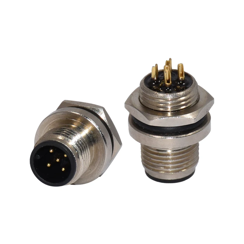M12 A/B/D кодирование 3pin 4pin 5pin 8pin 12pin 17pin Штекерный разъем для задней панели PG9 крепежная резьба с