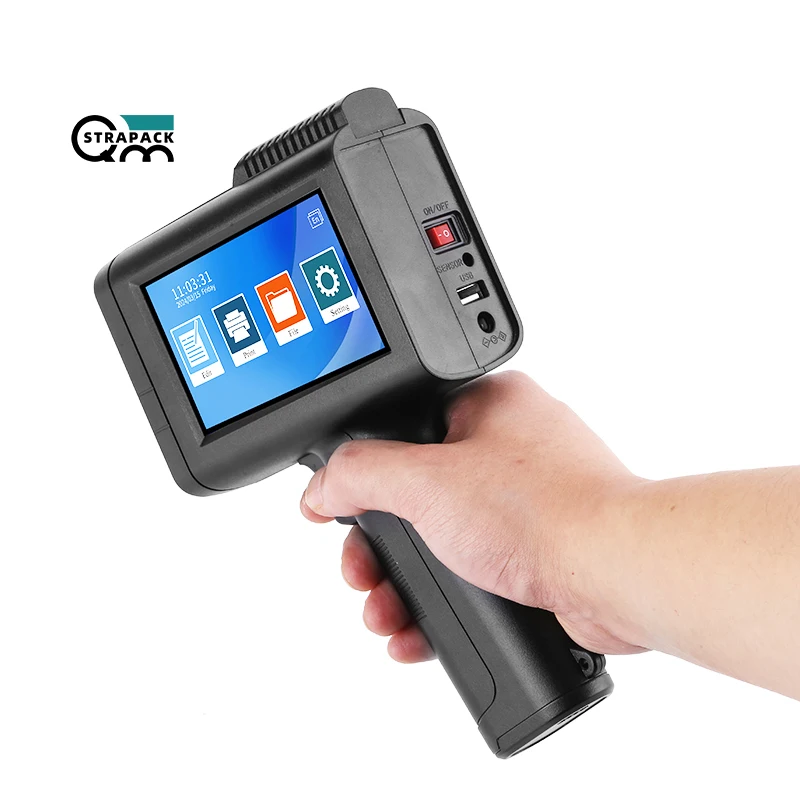 QMSTRAPACK Multi Language Ink Cartridge Portable Handheld Inkjet Printer Expiry Date Batch Code Machine For Bottle Glasses