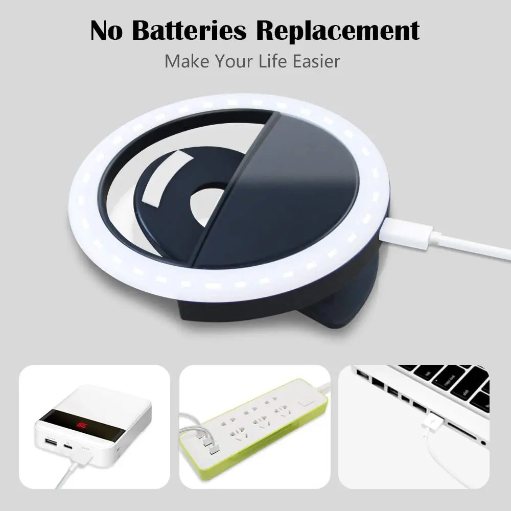 
Rechargeable Portable Selfie LED RGB Dimmable Ring Light Mobile Phone Light Beauty Flash Fill Light For SmartphoneDimmable Ring 