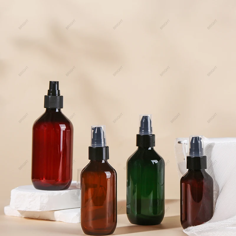 PET Shampoo Shower Gel Lotion Pump Plastic Spray Bottles Empty Amber Green 12oz 16oz 500ml 750ml Cosmetic Packaging Screw Cap