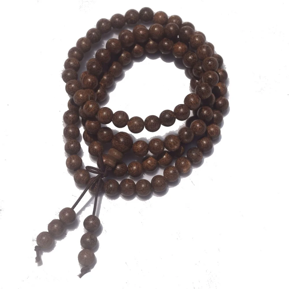Handmade Jewelry natural golden mala prayer wooden beads Buddhist bead s-Wood Meditation Necklace Bracelet
