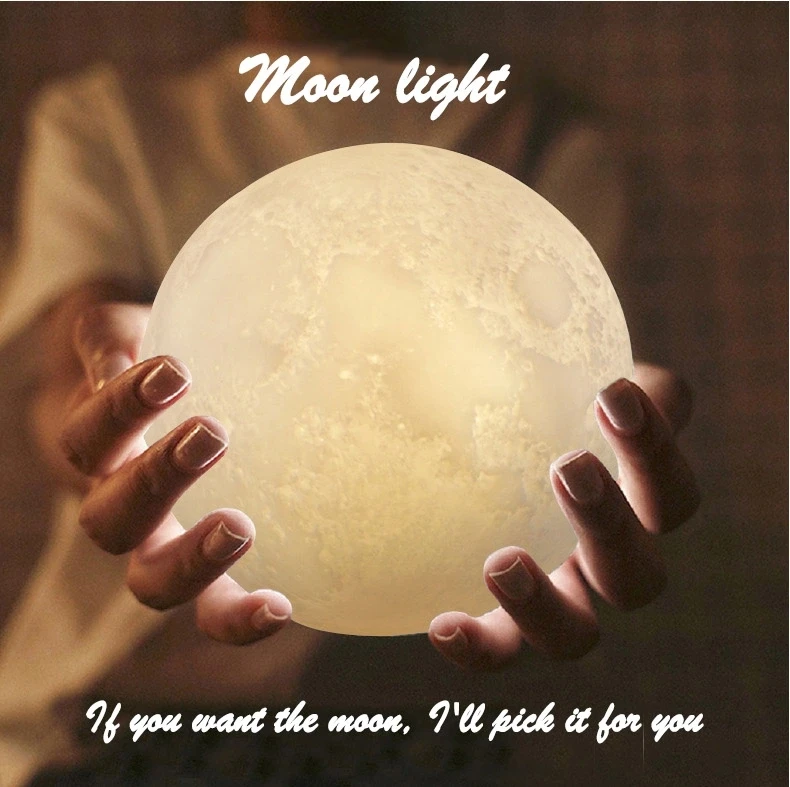
New 3D Moon Lamp 16 Colors Moon Touch Light With Remote Control USB Rechargeable LED Night Light For Home Decoration 