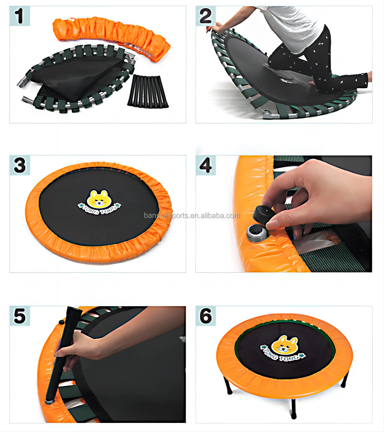 Reliable Adult Indoor Bungee Cord Jumping Rebounder Gymnastic Fitness Mini Hexagon Trampoline