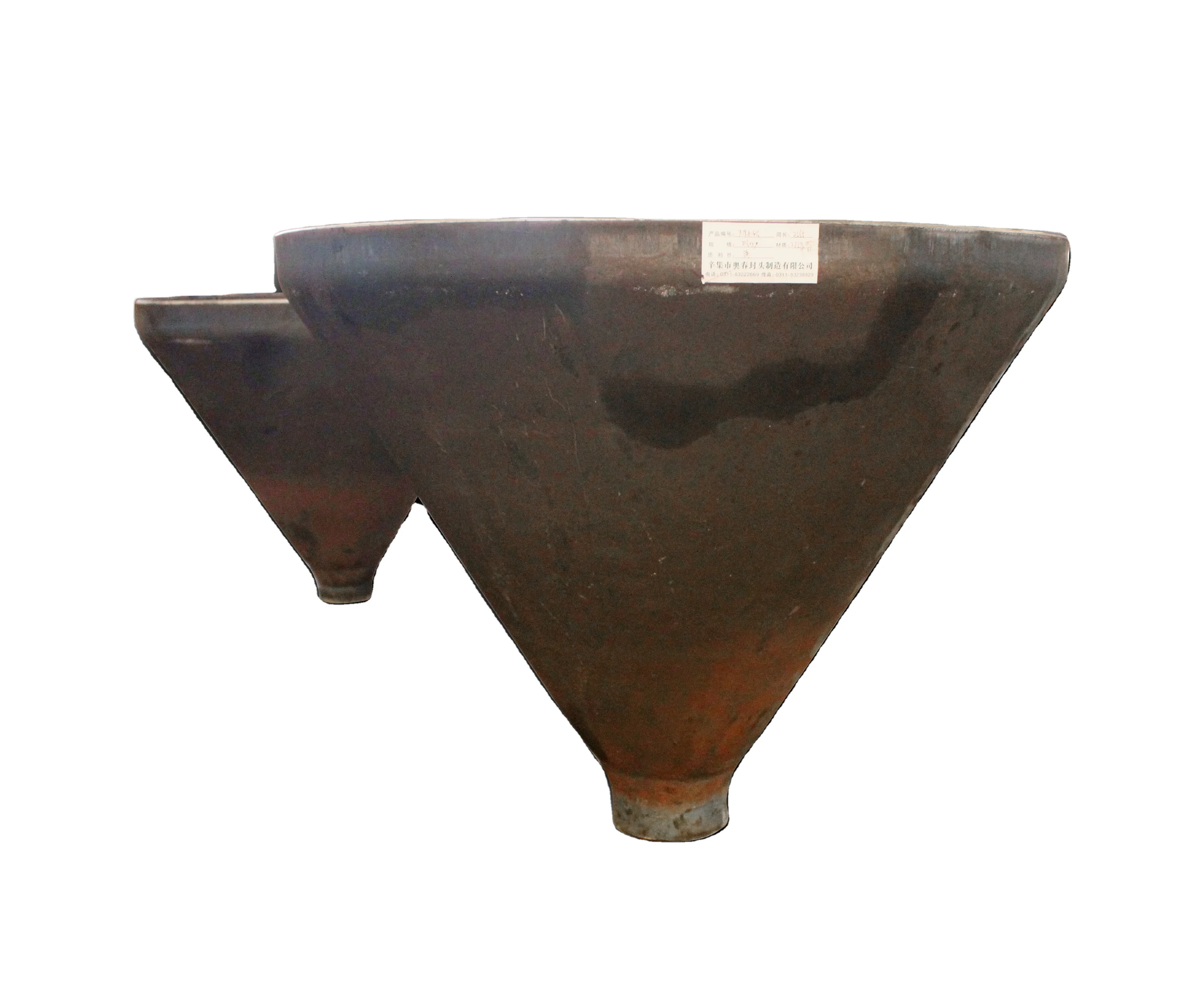 Large end inner diameter 800mm, small end 600mm, thickness 10mm conical head