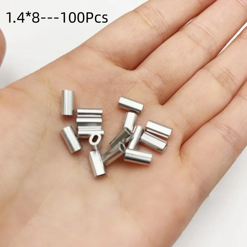 Aluminum Single Barrel Crimp Sleeves Fishing Line Tube Connector for Leader Rigs