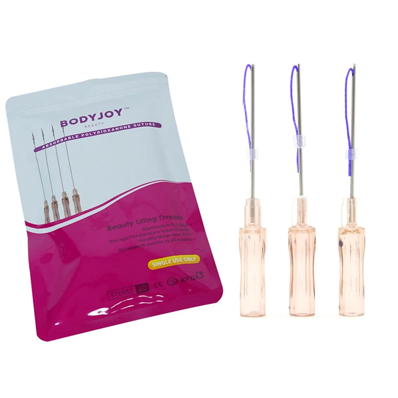 Curved suture cosmetic cog 4d 23G 90mm barbed facial lifting pdo thread with sharp needle