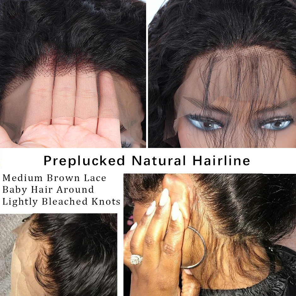 XBL перуанский волос глубокая волна парики HD прозрачный фронта шнурка человеческих волос парики 13x6 предварительно 150% Плотность парики из натуральных волос