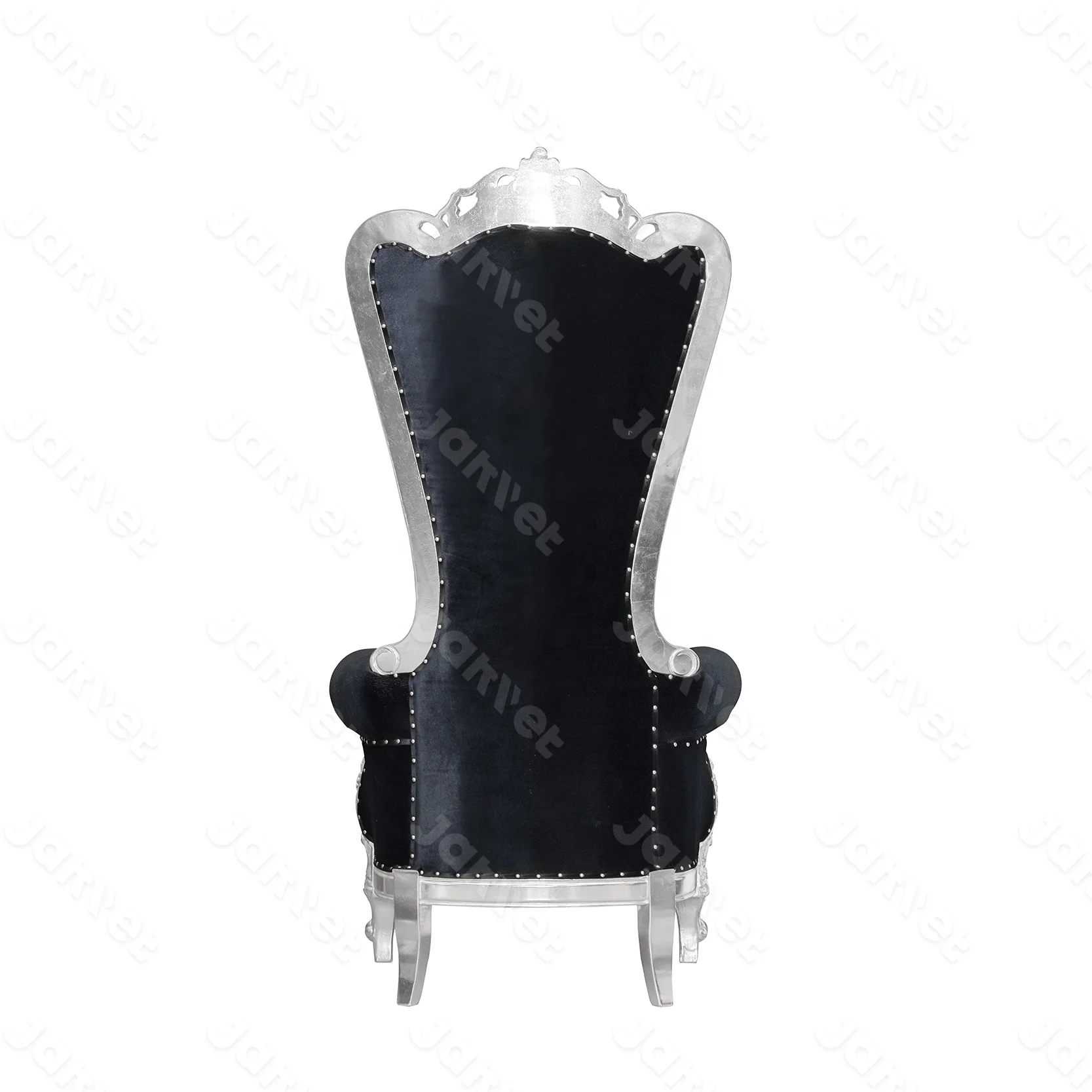 Wholesale Wedding Event High Back Queen Chair Velvet Black and Silver Throne Chairs