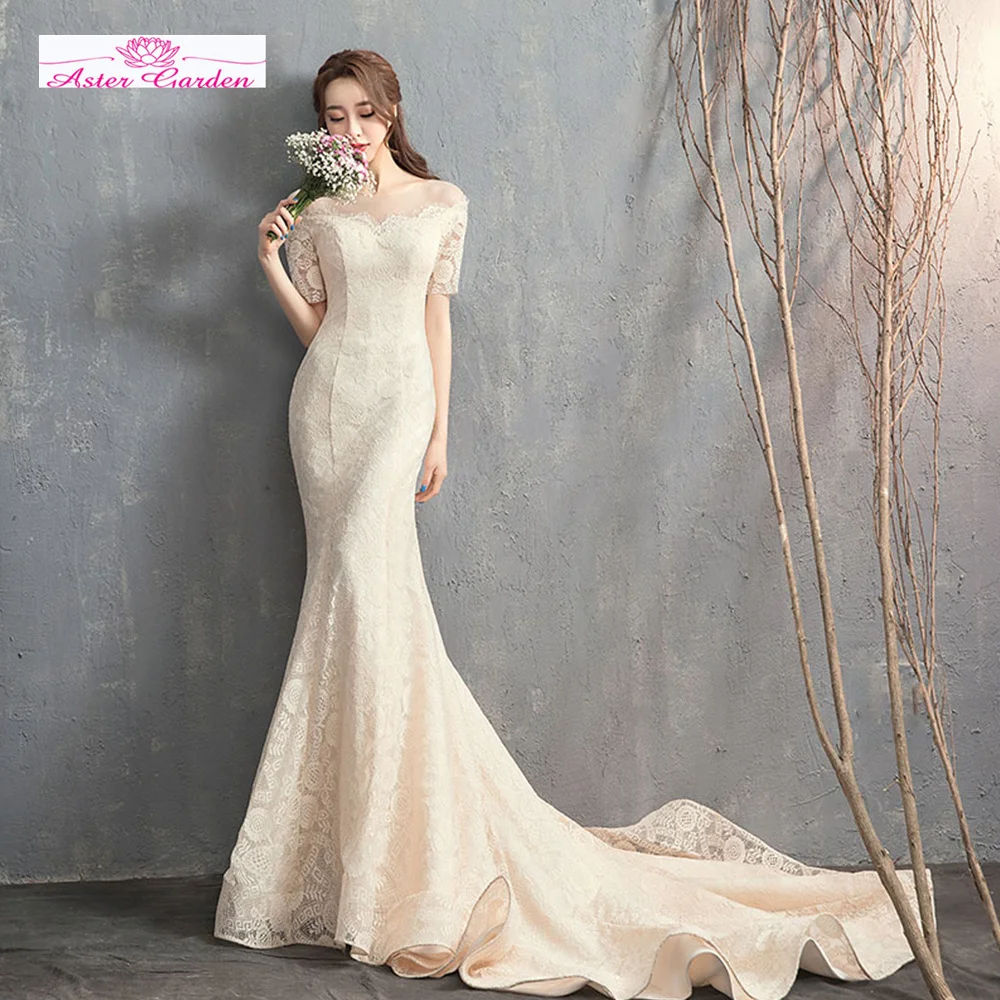 Vestido Noiva Sereia New Arrival Short Sleeve Lace Mermaid Wedding Dresses Alibaba China Shop Online Bridal Gowns Abiti Da Sposa