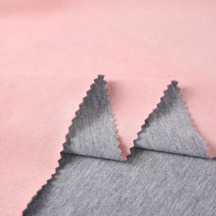 brush polyester microfiber bonding suede textured knit fabric custom