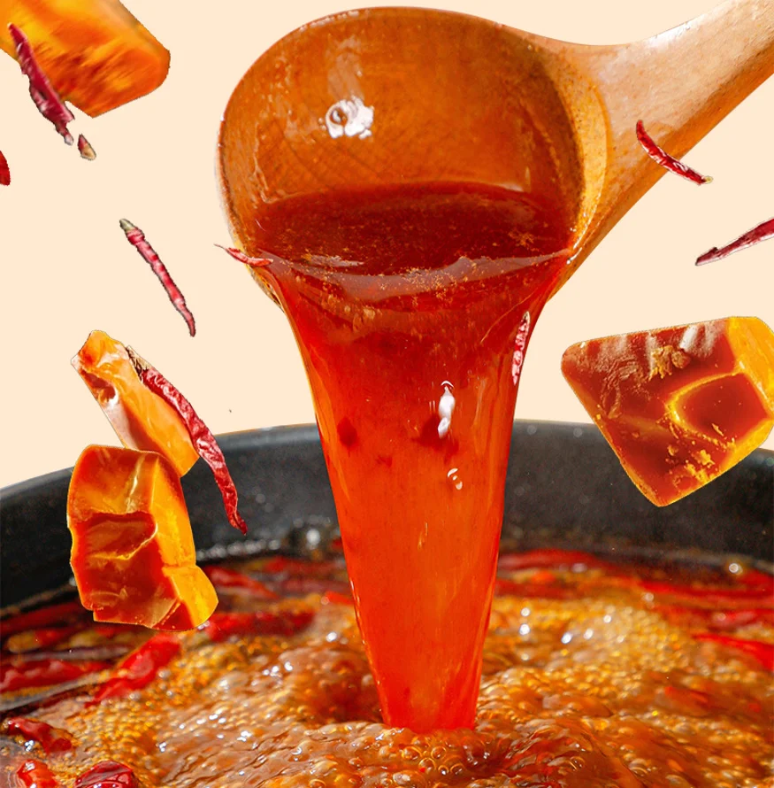 Chinese Food Hot Pot Seasonings 500g Spicy Soup Base with red Oil Flavor for Hotpot Cooking Wholesale