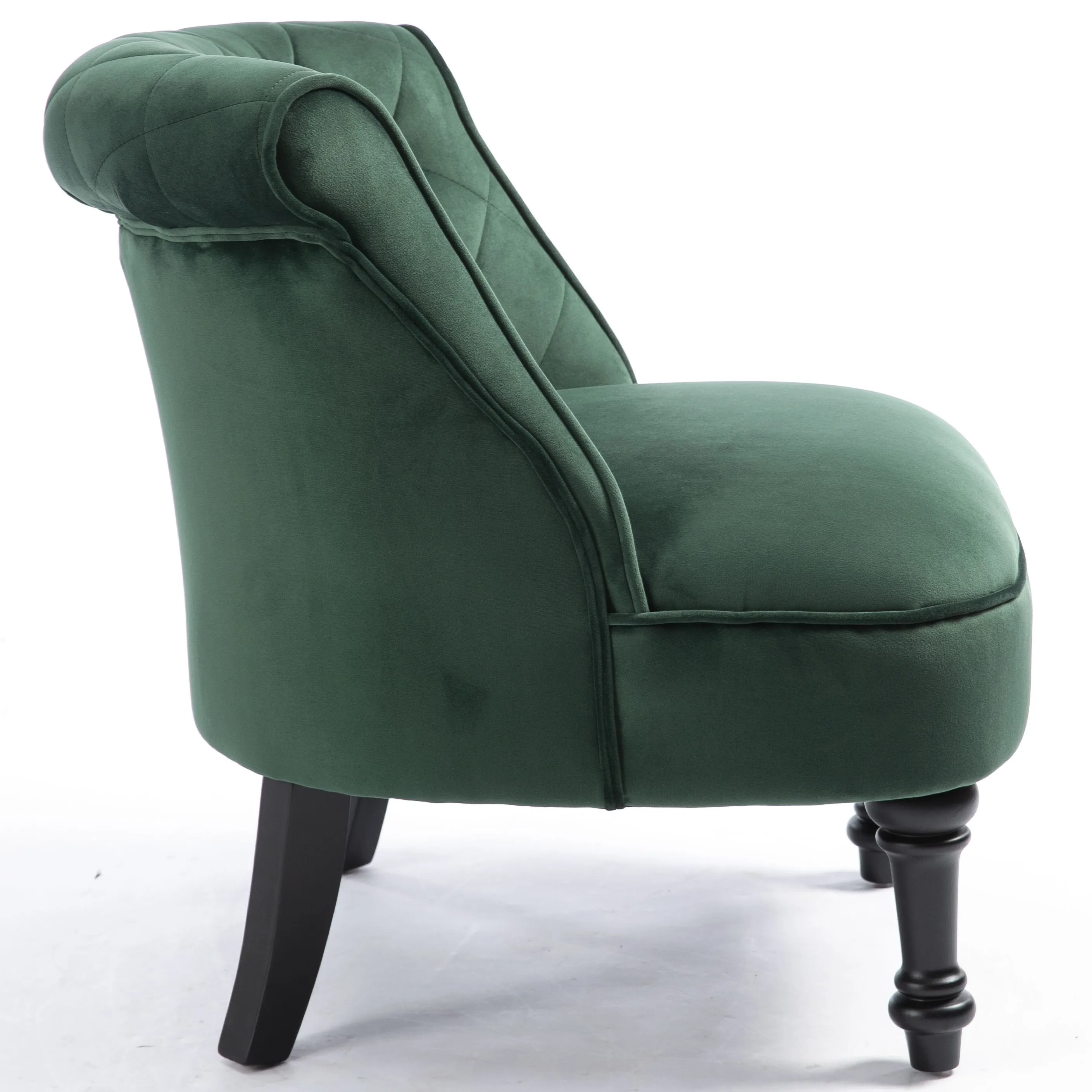 Classic Green Velvet Upholstered Solid Wood Living Room Accent Chair
