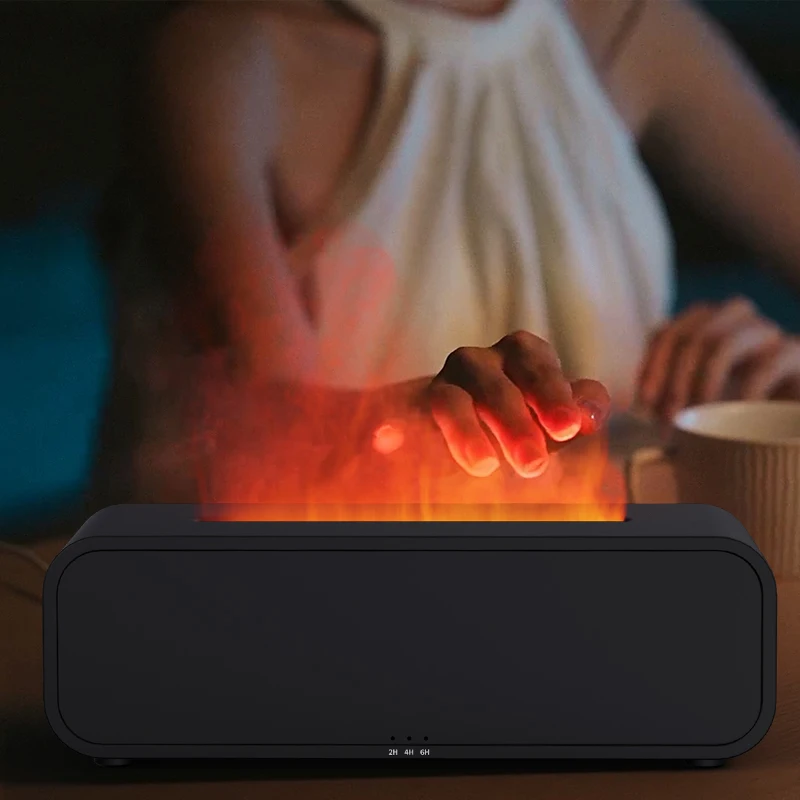 2024 new arrival 7 Color Flame Aroma Diffuser smart Remote Control Rainbow Night Light music Air Humidifier Diffuser