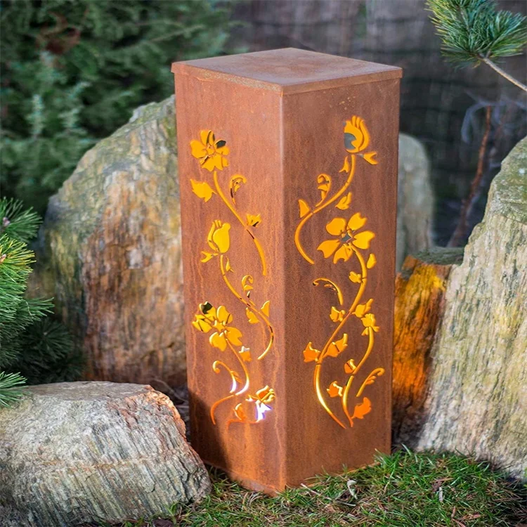 corten steel 100x100 outdoor small custom waterproof photo  light box for garden