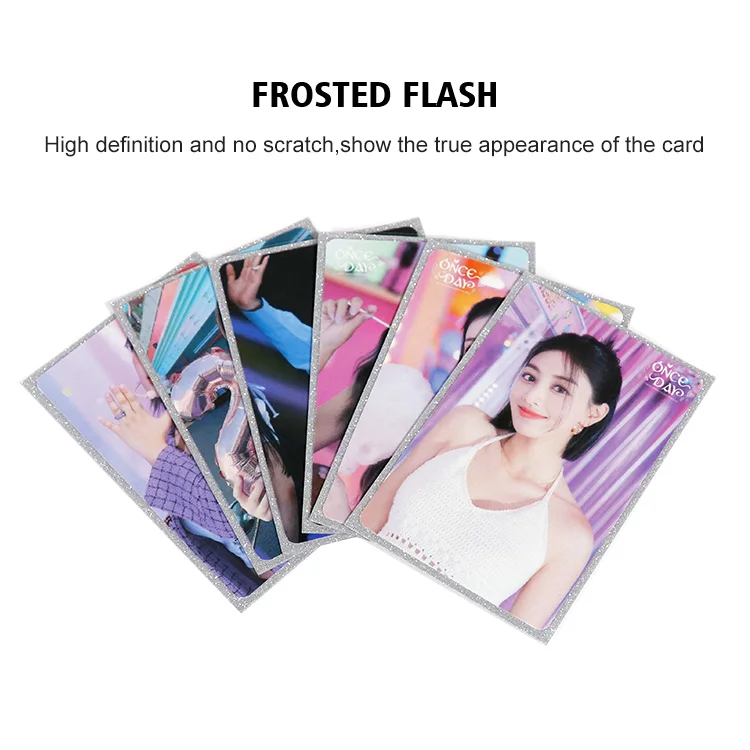1000pcs Holographic Silver Flash Effects  Matte Premium thickness KPOP Hologram Photo Card Sleeves