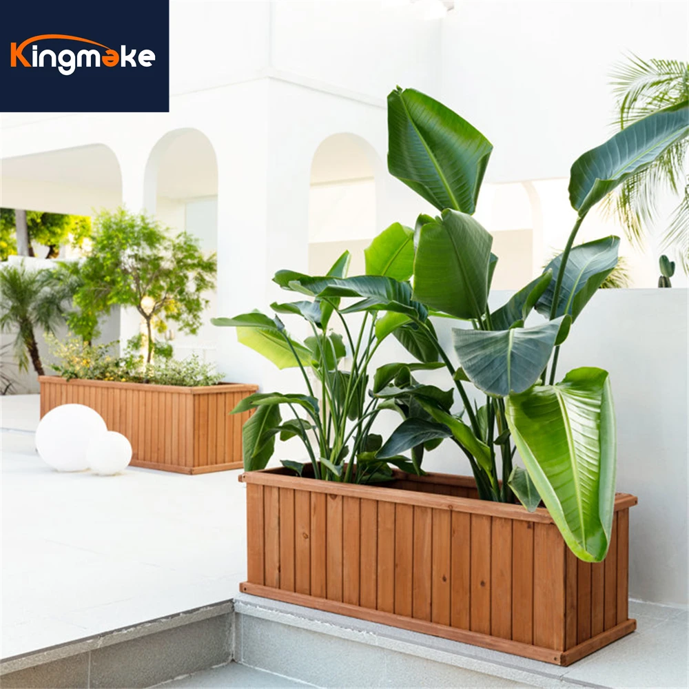 Simple Environmental Protection Outdoor Garden Plant Planter Patio Floor Wooden Rectangular Box Planter