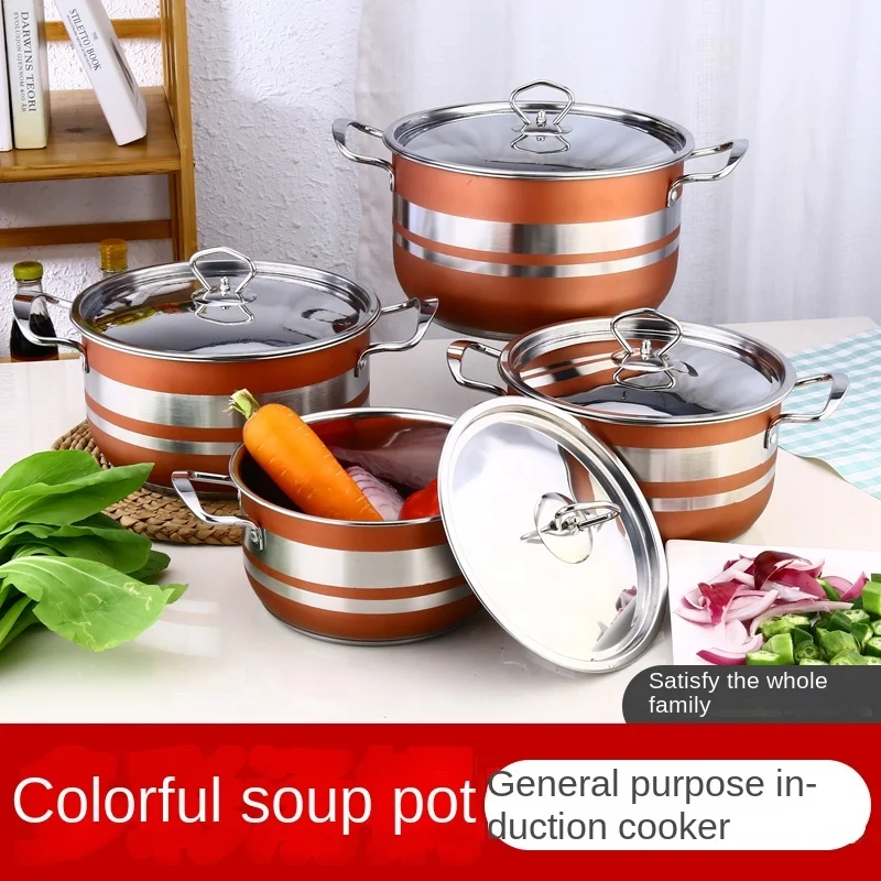 Factory Sale Cookware Set of 8 Piece Cooking Pot Set  Home Kitchen Cookware Stainless Steel with Double Handle
