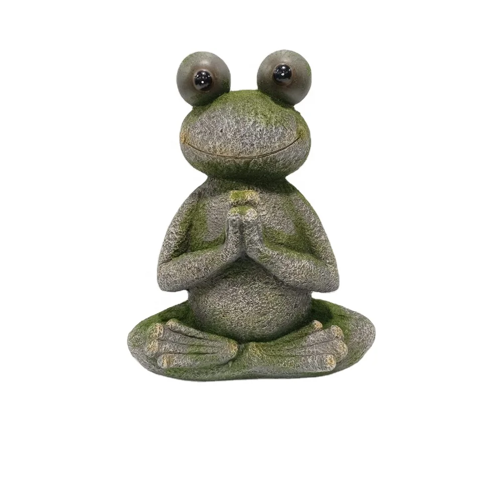 2022 New Custom Animal Yoga Frog Statue Magnesium Oxide Product For Fairy Garden Home Patio Deck Porch Yard Art Decoration