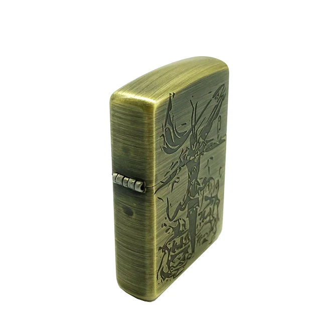 
custom carved logo retro metal lighter case holder electronic windproof gas cigarette lighter case manufacturer lighter 