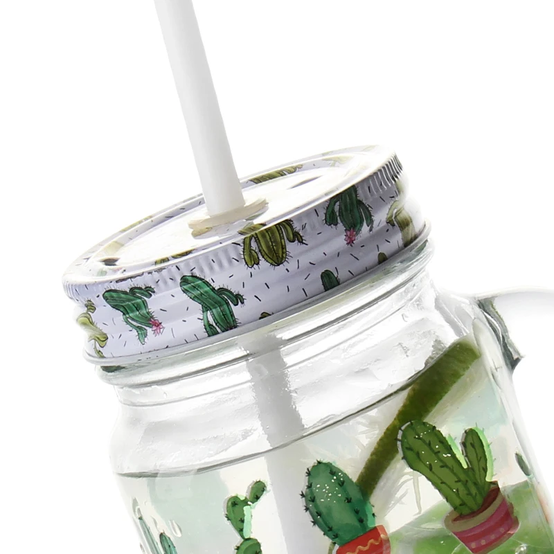 classical 500ml glass juice mason jar and bottle with tin lid and straw clear dispenser glass bottle with emboss logo and handle